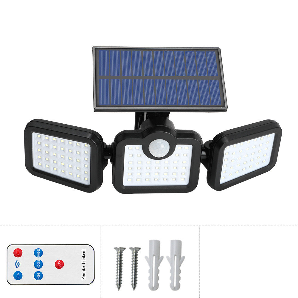 Lámpara Solar LED de 3 Paneles con Sensor de Movimiento